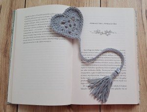 Zakładka do książki serce handmade - szarości
