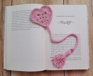 Zakładka do książki serce handmade - jasny róż