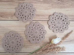 Podkładki pod kubki handmade - zestaw jasny brąz