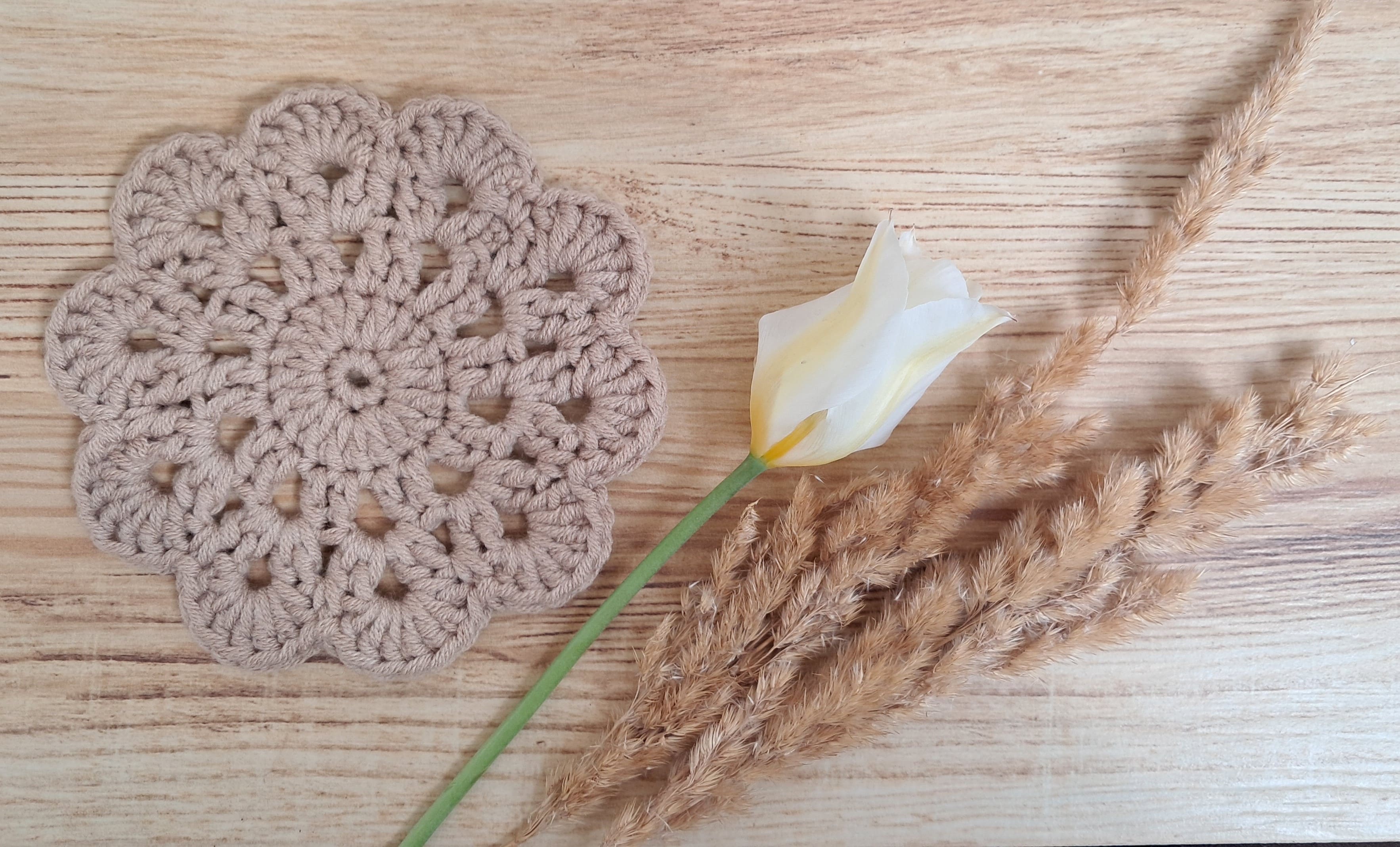 Podkładki pod kubki handmade - zestaw jasny brąz